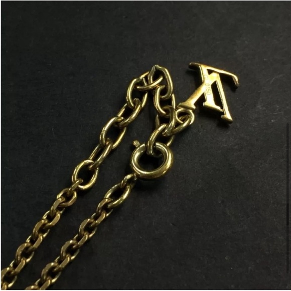 LOUIS VUITTON Collier Gamble Gold Tone Logo Necklace - Picture 11 of 15